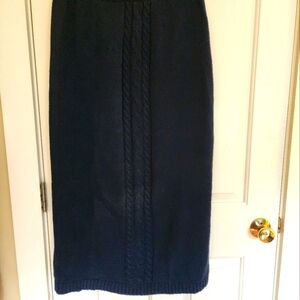 Vintage Carroll Reed navy cotton cable knit maxi skirt winter size xl